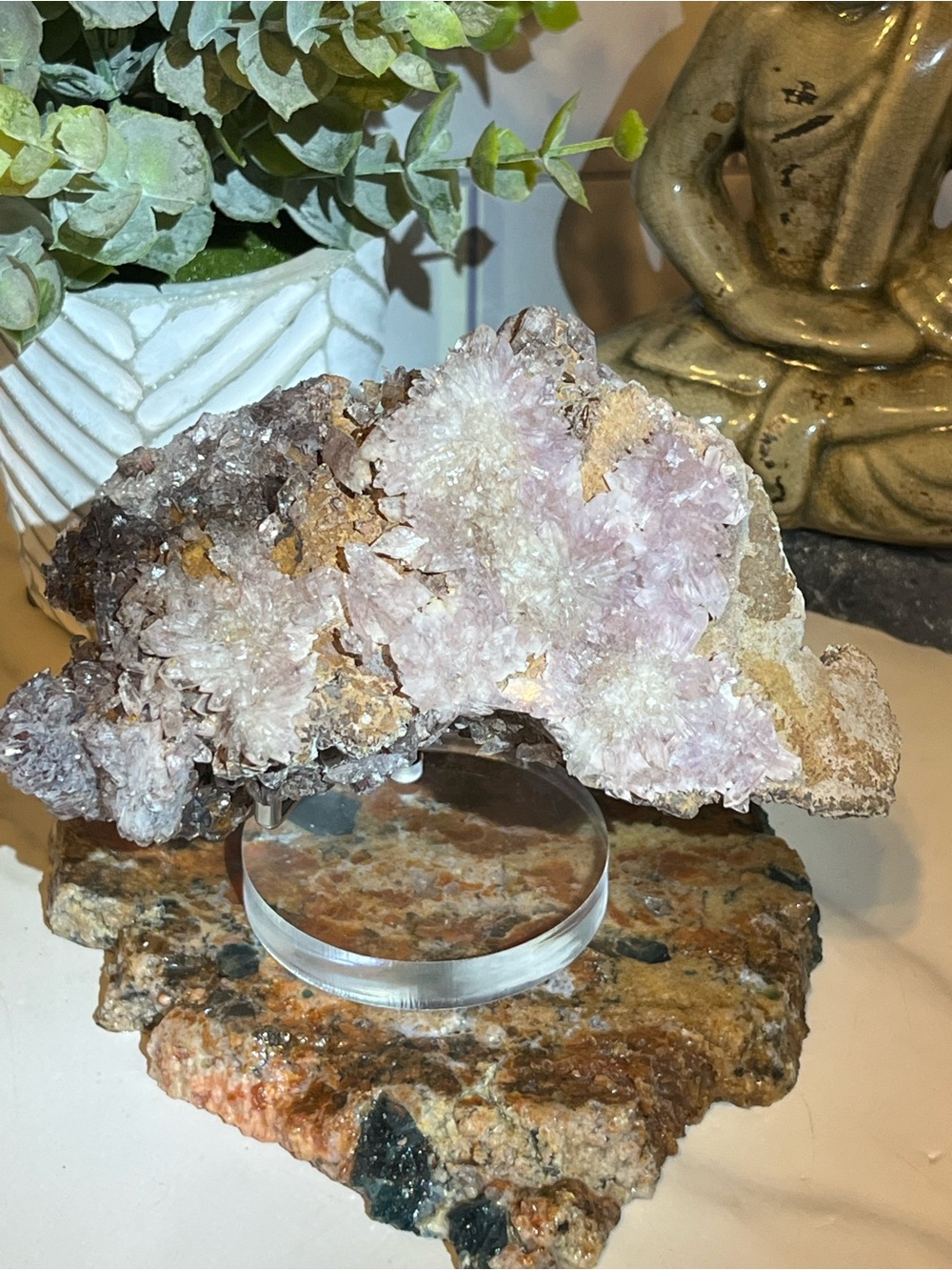 STUNNING 🤩 Large Lavender Creedite Rosettes with Fluorite on Matrix